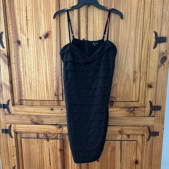 Zenobia Tiered Little Black Dress - Picture 1 of 5